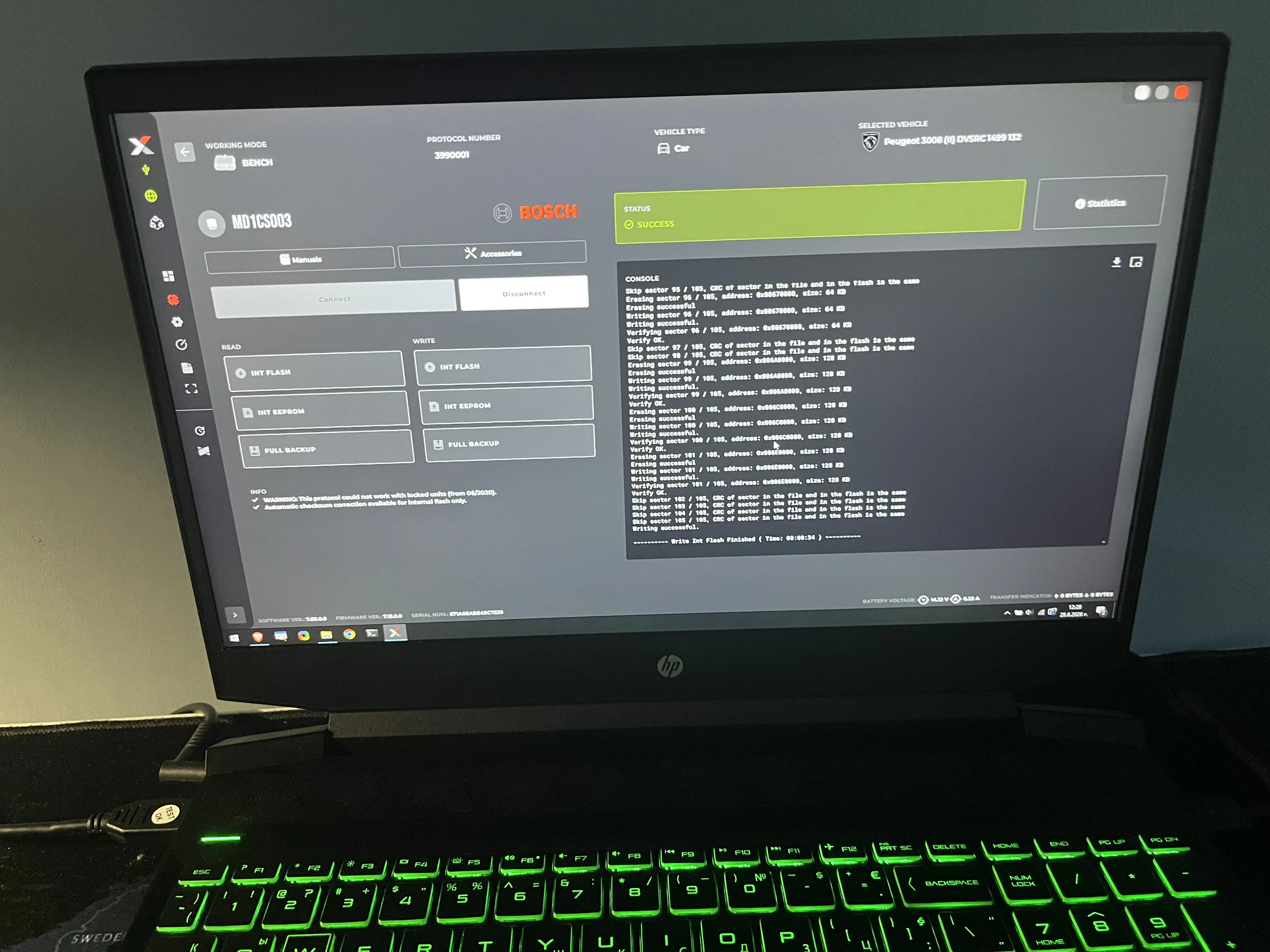 Peugeot 3008 MD1CS003 Flex Bench Mode Tuning